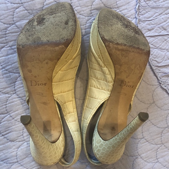 💗DIOR💗CREAM CROC EMBOSSED LEATHER SLINGBACK 37.5 - Picture 11 of 16